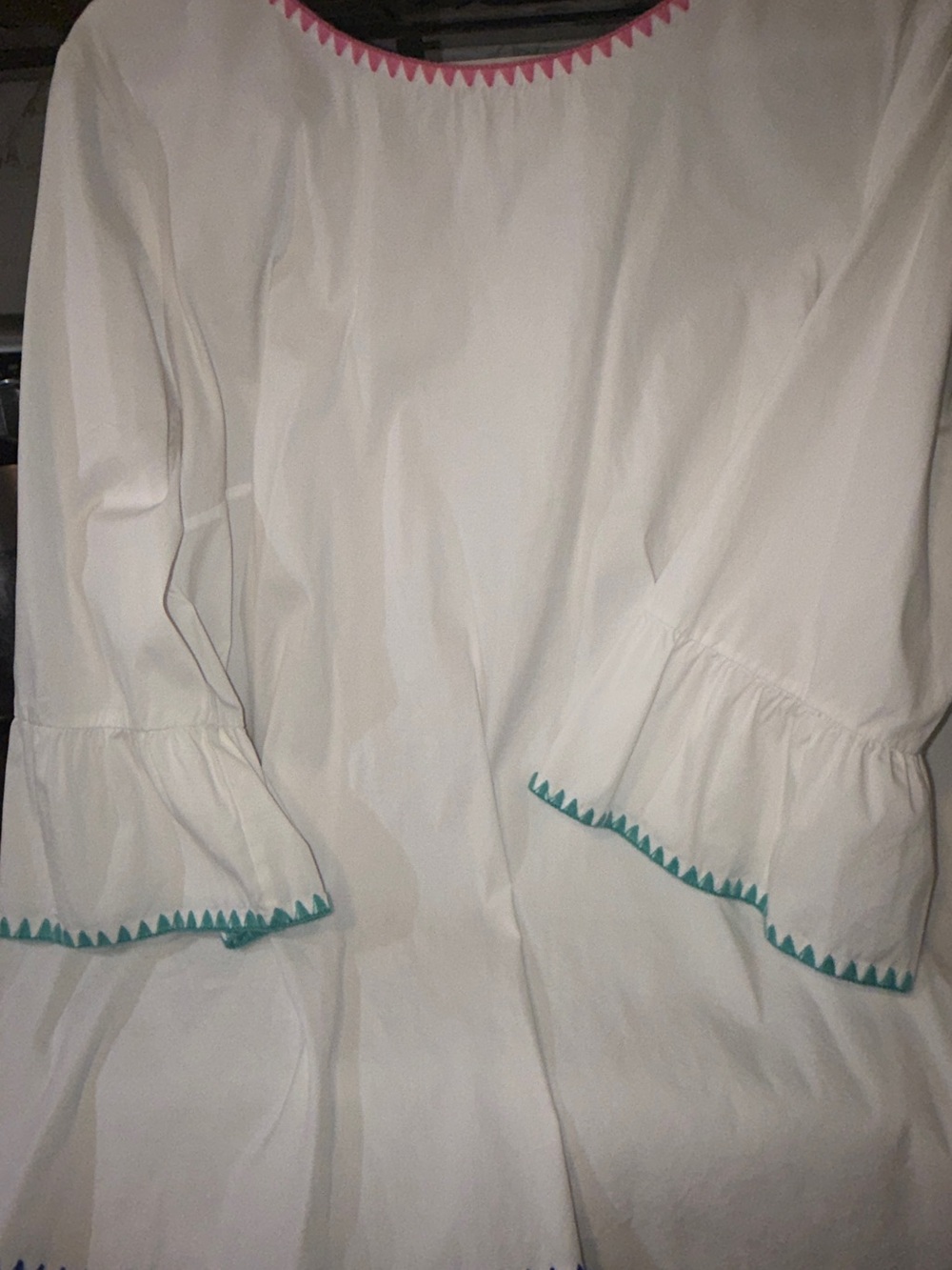 White Tunic Top with Teal Trim